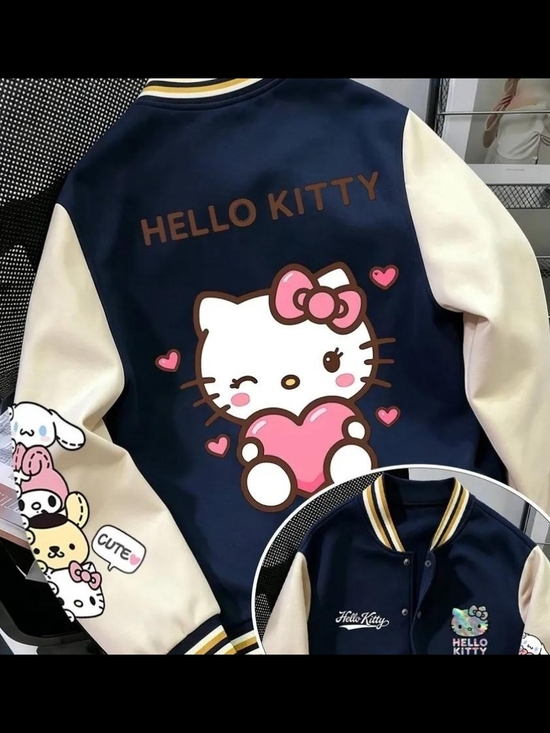 Hello Kitty Jackets & Blazers - Hello Kitty Navy & Cream Varsity Jacket